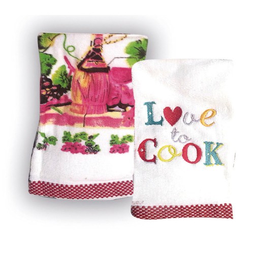 Σετ Πετσέτες 2 τεμ Κουζίνας (45x65) Βελουτέ Φροττέ Rythmos Love To Cook