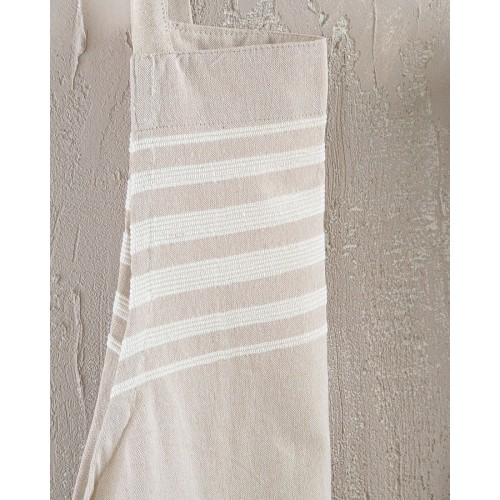 Ποδιά Κουζίνας Ολόσωμη (60x85) Βαμβακερή Rythmos Athenian Μπεζ με Λευκή Ρίγα