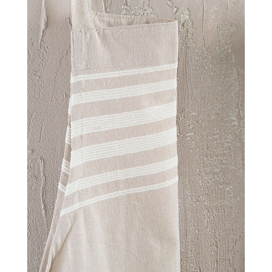 Ποδιά Κουζίνας Ολόσωμη (60x85) Βαμβακερή Rythmos Athenian Μπεζ με Λευκή Ρίγα