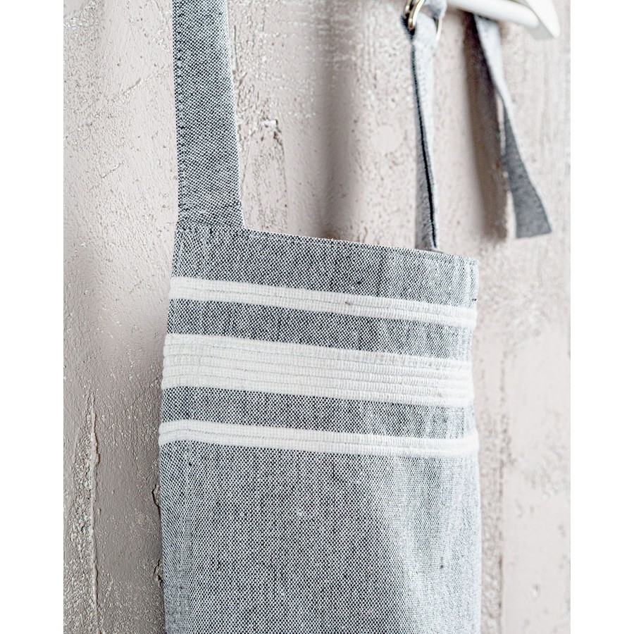 Ποδιά Κουζίνας Ολόσωμη (60x85) Βαμβακερή Rythmos Athenian Γκρι με Λευκή Ρίγα