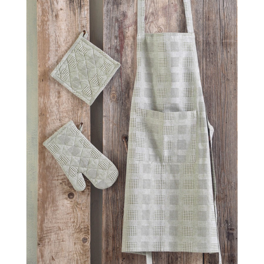 Σετ 3 τεμαχίων Κουζίνας (Ποδιά|Γάντι|Πιάστρα) Rythmos Lozano χακί