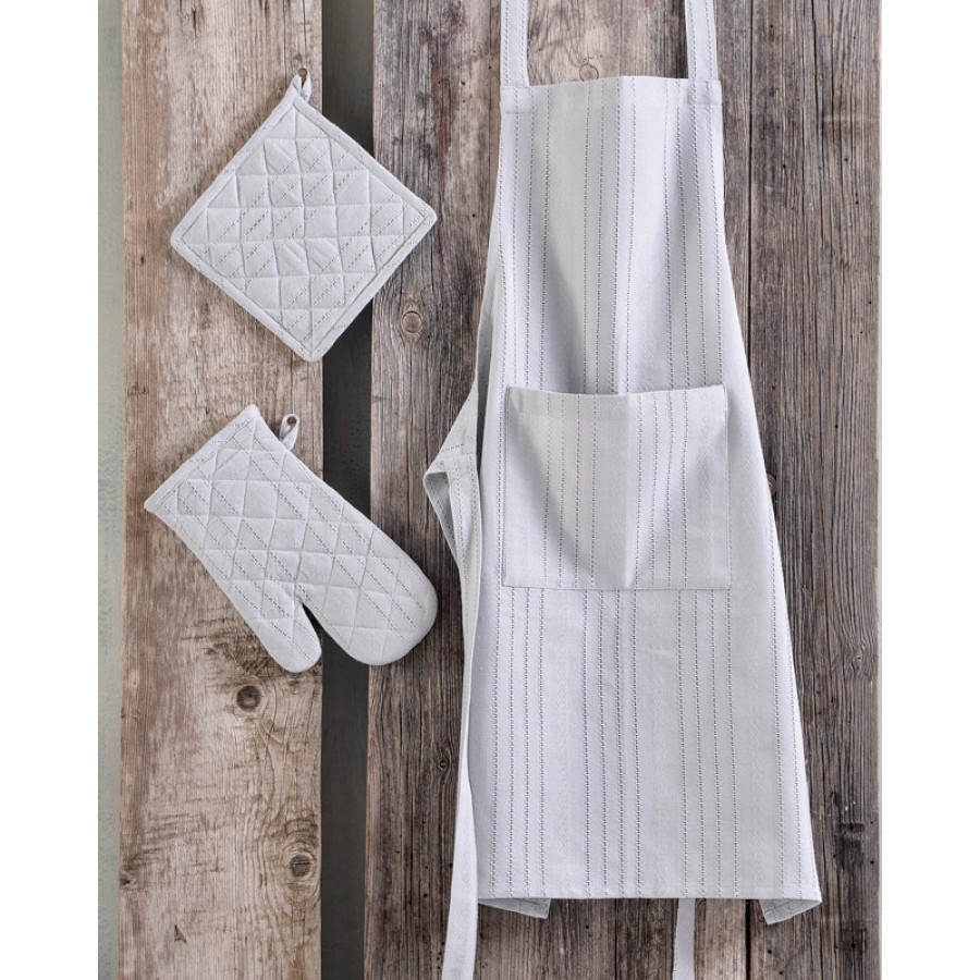 Σετ 3 τεμαχίων Κουζίνας (Ποδιά|Γάντι|Πιάστρα) Rythmos Savoca Γκρι