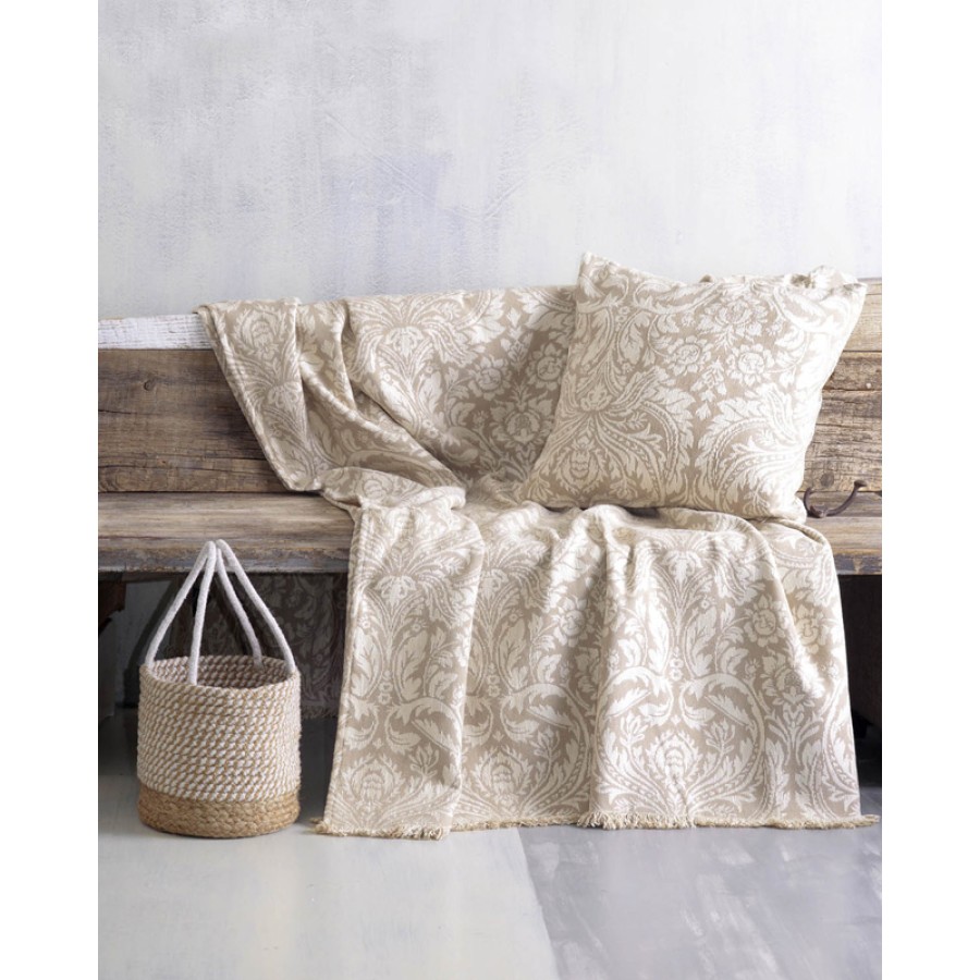 Ριχτάρι για Πολυθρόνα (160x180) Ζακάρ Σενίλ Διπλής Όψης Rythmos Vilano Εκρού-Μπέζ