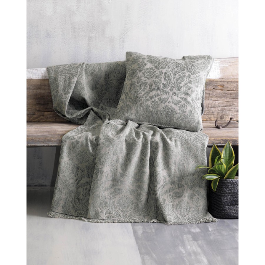 Ριχτάρι για Πολυθρόνα (160x180) Ζακάρ Σενίλ Διπλής Όψης Rythmos Vilano Ανοιχτό Γκρί