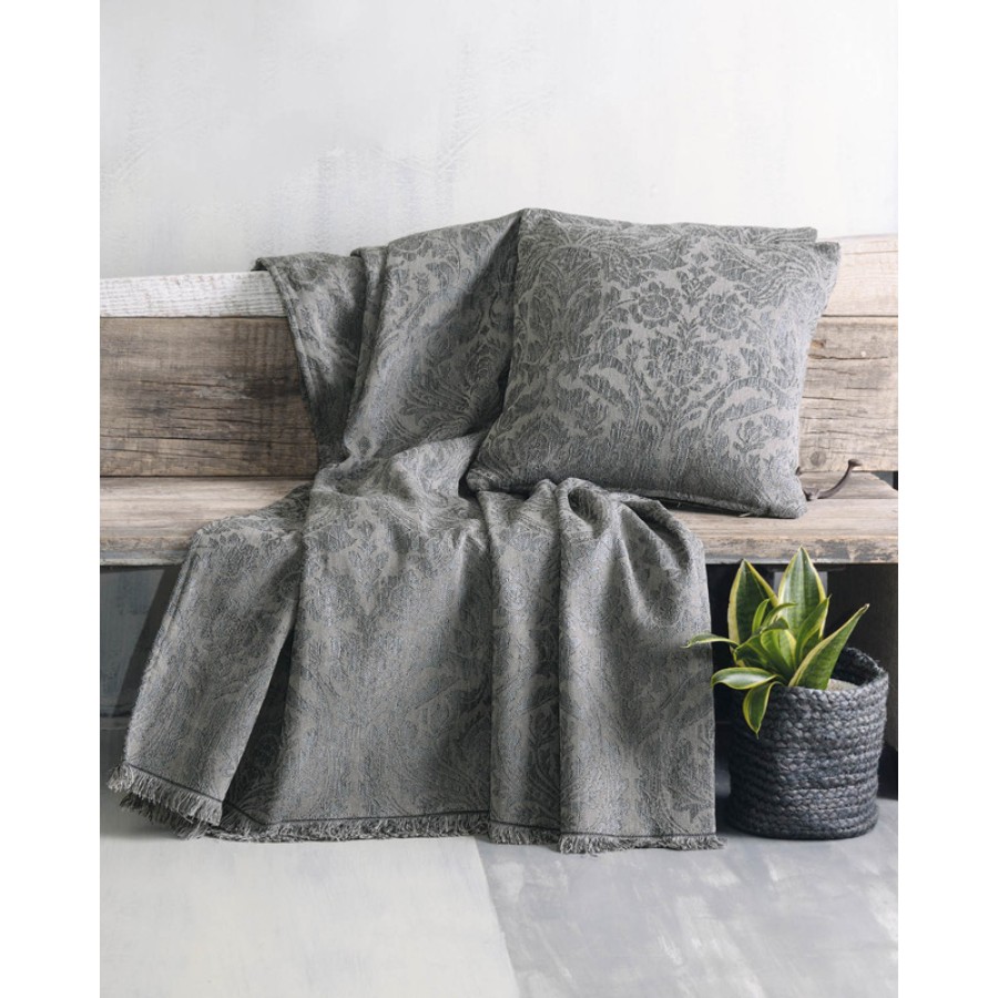 Ριχτάρι για Πολυθρόνα (160x180) Ζακάρ Σενίλ Διπλής Όψης Rythmos Vilano Σκούρο Γκρι