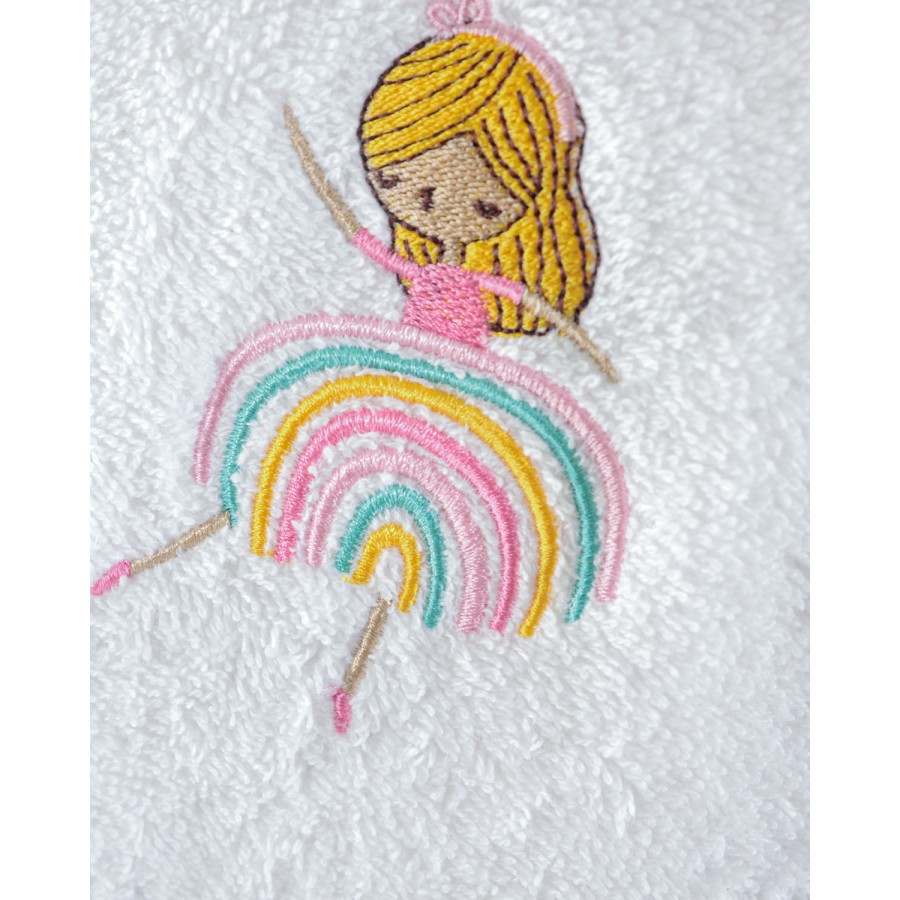 Σετ Πετσέτες 2 τεμαχίων Παιδικές (Χειρός | Λουτρού) Rythmos Rainbow Girls λευκό