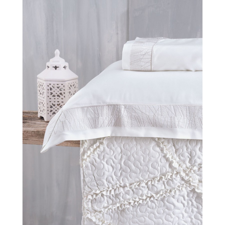 Σετ Κουβερλί 3 τεμ (235x250) Νυφικό Rythmos Wedding Deste Λευκό