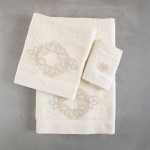 Σετ Πετσέτες 3 τεμ (Χειρός|Προσώπου|Λουτρού) Νυφικές με Μοτίφ Rythmos Agnes Εκρού