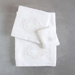 Σετ Πετσέτες 3 τεμ (Χειρός|Προσώπου|Λουτρού) Νυφικές με Μοτίφ Rythmos Agnes Λευκό