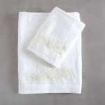 Σετ Πετσέτες 3 τεμ (Χειρός|Προσώπου|Λουτρού) Νυφικές με Μοτίφ Rythmos Hemera Λευκό-Εκρού