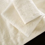 Σετ Πετσέτες 3 τεμ (Χειρός|Προσώπου|Λουτρού) Νυφικές με Δαντέλα Rythmos Nena Εκρού