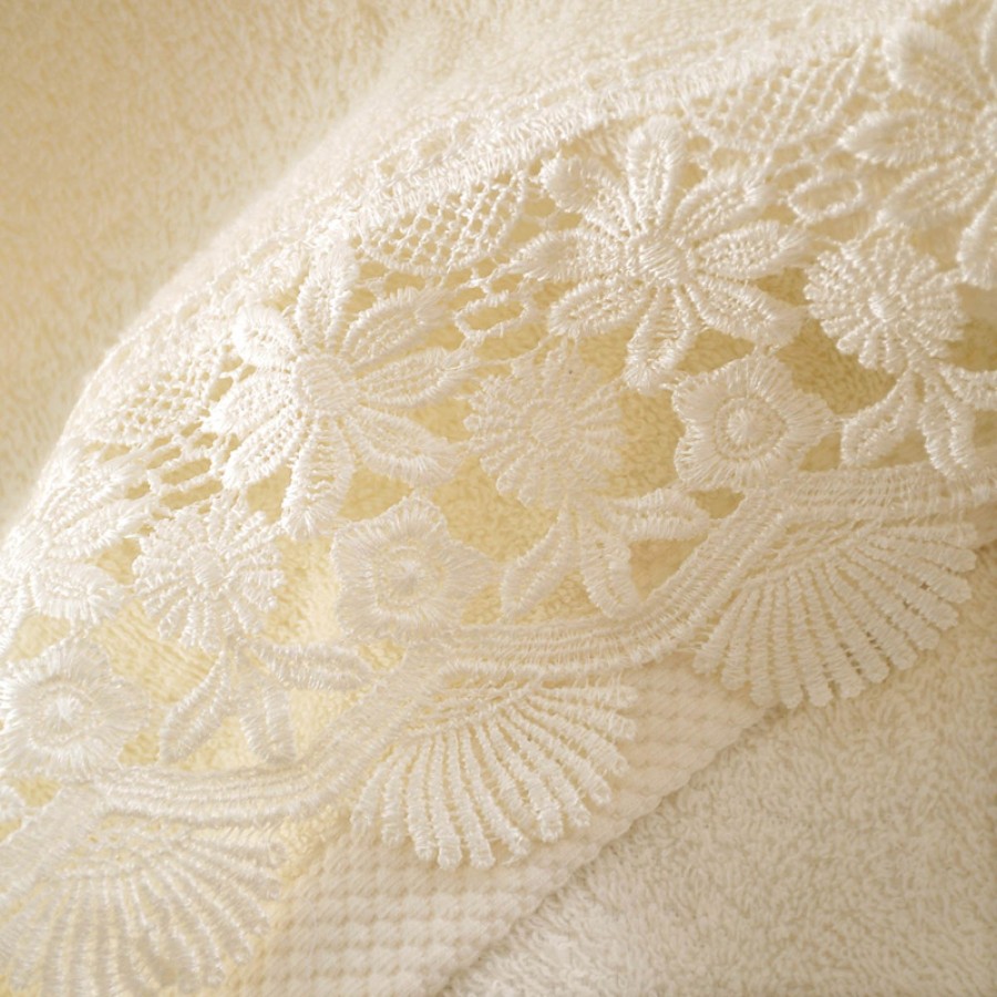 Σετ Πετσέτες 3 τεμ (Χειρός|Προσώπου|Λουτρού) Νυφικές με Δαντέλα Rythmos Olivine Εκρού