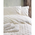 Σετ Σεντόνια 4 τεμ Yπέρδιπλα (230x260) Βαμβακερά Νυφικά Rythmos Wedding Anika Εκρού