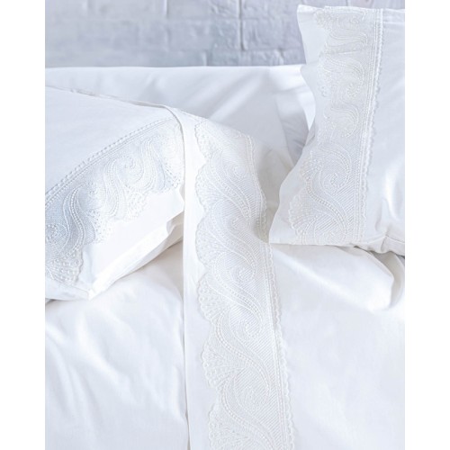 Σετ Σεντόνια 4 τεμ Yπέρδιπλα (230x260) Βαμβακερά Νυφικά Rythmos Wedding Hypatia Λευκό