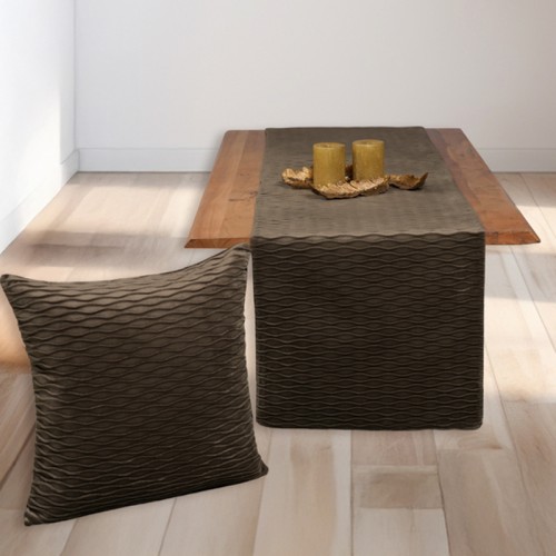 Τραβέρσα Βελούδο Ανάγλυφη (45x170) Μονόχρωμη Newhome 0668 Καφέ