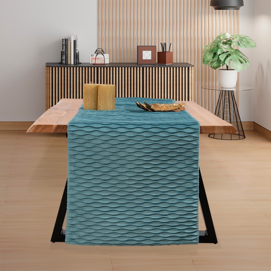 Τραβέρσα Βελούδο Ανάγλυφη (45x170) Μονόχρωμη Newhome 0668 Πετρόλ Τραβέρσα Βελούδο Ανάγλυφη (45x170) Μονόχρωμη Newhome 0668 Πετρόλ