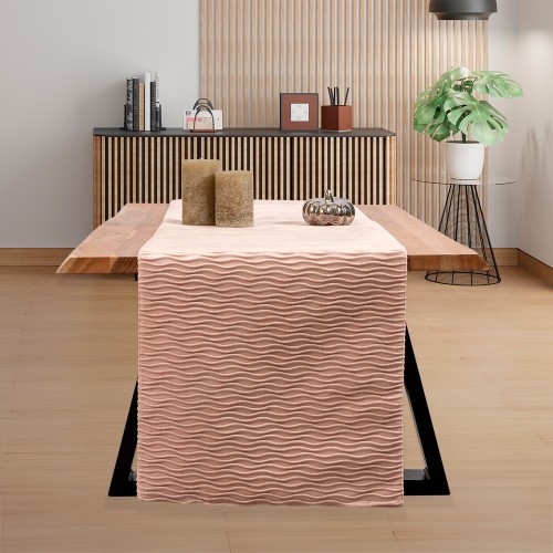 Τραβέρσα Βελούδο Ανάγλυφη (40x170) Μονόχρωμη Newhome 0668 Ροζ