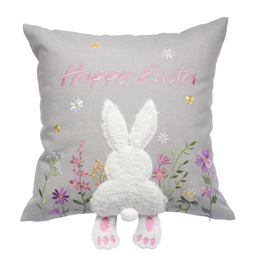 Πασχαλινή Διακοσμητική Μαξιλαροθήκη (45x45) Απλικέ Newhome 0155 Χνουδωτό Κουνελάκι