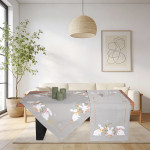 Πασχαλινό Καρέ (85x85) Λινό Απλικέ Newhome 0346 Γκρι με 3 Λευκά Λαγουδάκια