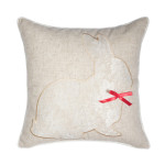 Πασχαλινή Διακοσμητική Μαξιλαροθήκη (45x45) Λινή Απλικέ Newhome 1253 Λαγός με Φιόγκο