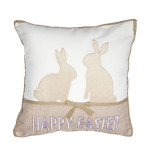 Πασχαλινή Διακοσμητική Μαξιλαροθήκη (45x45) Λινή Απλικέ Newhome 1254 Happy Easter