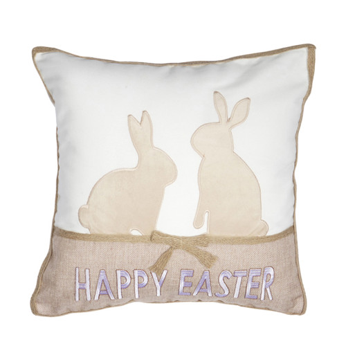 Πασχαλινή Διακοσμητική Μαξιλαροθήκη (45x45) Λινή Απλικέ Newhome 1254 Happy Easter