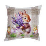 Πασχαλινή Διακοσμητική Μαξιλαροθήκη (45x45) Τυπωτή Newhome 49190 Κουνελάκι με Λεβάντες