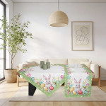 Πασχαλινό Τραπεζομάντηλο 8 Ατόμων (150x220) Τυπωτό Newhome 49212 Κουνελάκι με Χρωματιστά Αυγά