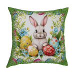 Πασχαλινή Διακοσμητική Μαξιλαροθήκη (45x45) Τυπωτή Newhome 49212 Κουνελάκι με Χρωματιστά Αυγά