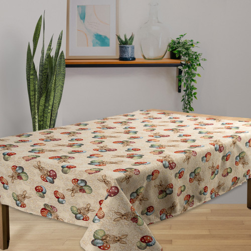 Πασχαλινό Καρέ (85x85) Στόφα Ισπανίας Newhome Marga Κουνελάκι με Αυγά