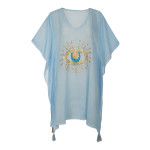 Καφτάνια Παραλίας Κοντά (One Size) Βαμβακερά Κεντημένα Newhome K-105 Μάτι