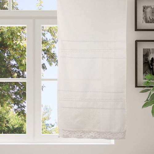 Παραδοσιακή κουρτίνα με αζούρ και δαντέλλα (160x250) Newhome Skiros 1352