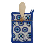 Σετ Κουζίνας 3τεμ (Πιάστρα | Ποτηρόπανο | Ξύλινη Κουτάλα) Newhome 88257 Μάτι με Κύματα