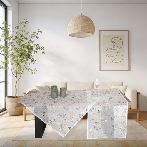 Καρέ (85x85) 50% Βαμβάκι 50% Λινό Με Κέντημα Λευκό Floral Newhome 0176