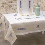 Καρέ (85x85) Με Φάσα με Κέντημα Μαίανδρο Newhome 3793 Λευκό-Μπλε