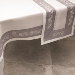 Σουπλά Φαγητού (33x48) με Φάσα με Κέντημα Μαίανδρο Λευκό-Γκρι Newhome 6011