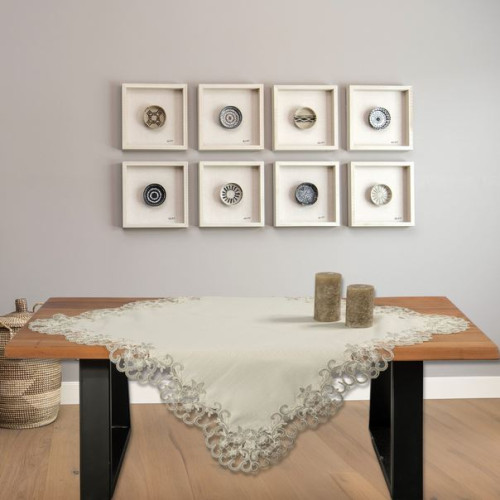 Τραπεζοκαρέ (120x120) Λινό με Δαντέλα Newhome Αστερ Γκρι