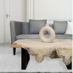 Σετ Σεμέν 3 Τεμαχίων (40x110)+(2τεμ 40x40) Λινό με Δαντέλα Newhome Αστερ Μπεζ