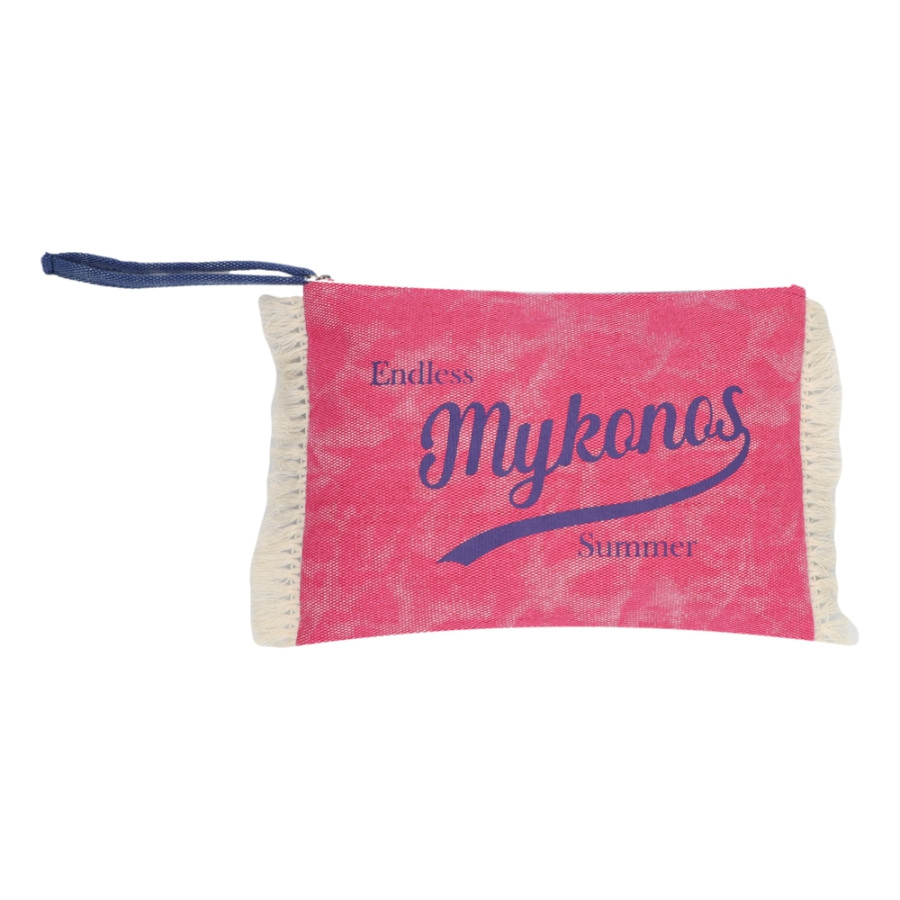 Νεσεσέρ Παραλίας (Small-28x20) με στάμπα και κρόσσια Newhome 370100 Mykonos Φούξια