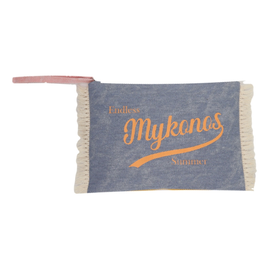Νεσεσέρ Παραλίας (Small-28x20) με στάμπα και κρόσσια Newhome 370100 Mykonos Γαλάζιο