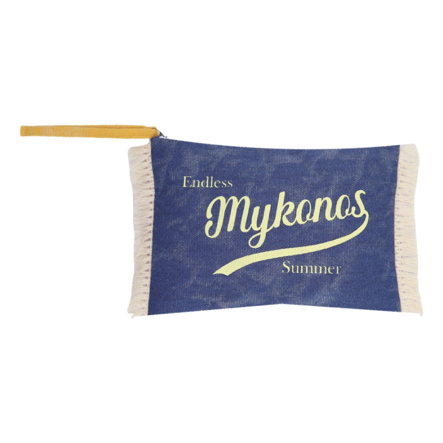 Νεσεσέρ Παραλίας (Small-28x20) με στάμπα και κρόσσια Newhome 370100 Mykonos Μπλε