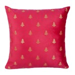 Χριστουγεννιάτικη Διακοσμητική Μαξιλαροθήκη (45x45) Βελουτέ Κεντητό Newhome 90102 Χρυσά Ελατάκια