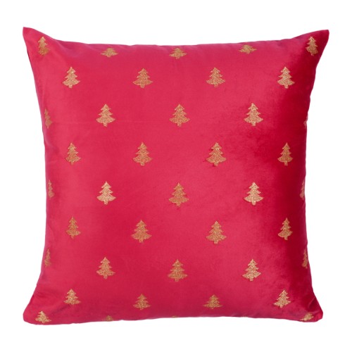 Χριστουγεννιάτικη Διακοσμητική Μαξιλαροθήκη (45x45) Βελουτέ Κεντητό Newhome 90102 Χρυσά Ελατάκια