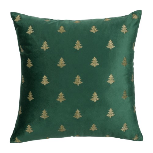 Χριστουγεννιάτικη Διακοσμητική Μαξιλαροθήκη (45x45) Βελουτέ Κεντητή Newhome 90102 Χρυσά Ελατάκια