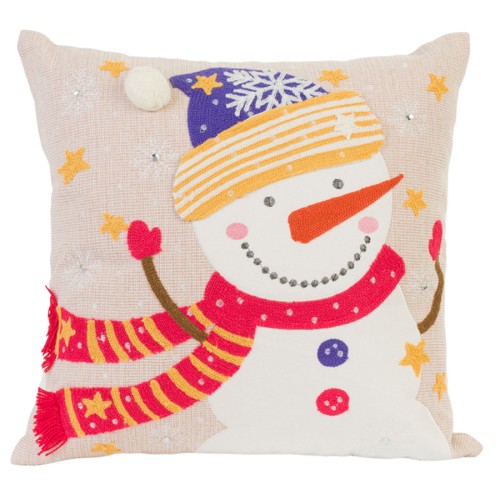 Χριστουγεννιάτικη Μαξιλαροθήκη Φιγούρας (45x45) Απλικέ Newhome 90642 Εκρού Χιονάνθρωπος