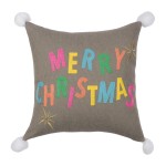 Χριστουγεννιάτικη Διακοσμητική Μαξιλαροθήκη (45x45) Ζακάρ Με Απλικέ Newhome 90921 Merry Christmas