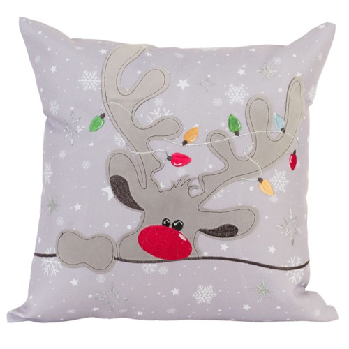 Χριστουγεννιάτικη Μαξιλαροθήκη Φιγούρας (45x45) Απλικέ Newhome 91281 Τάρανδος Γκρι