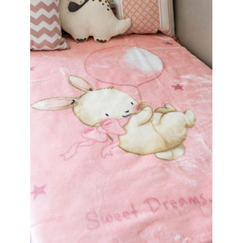 Κουβέρτα Βρεφική Κούνιας (110x140) Βελουτέ Sunshine 1545 Pink