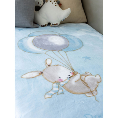 Κουβέρτα Βρεφική Κούνιας (110x140) Βελουτέ Sunshine 1546 Blue