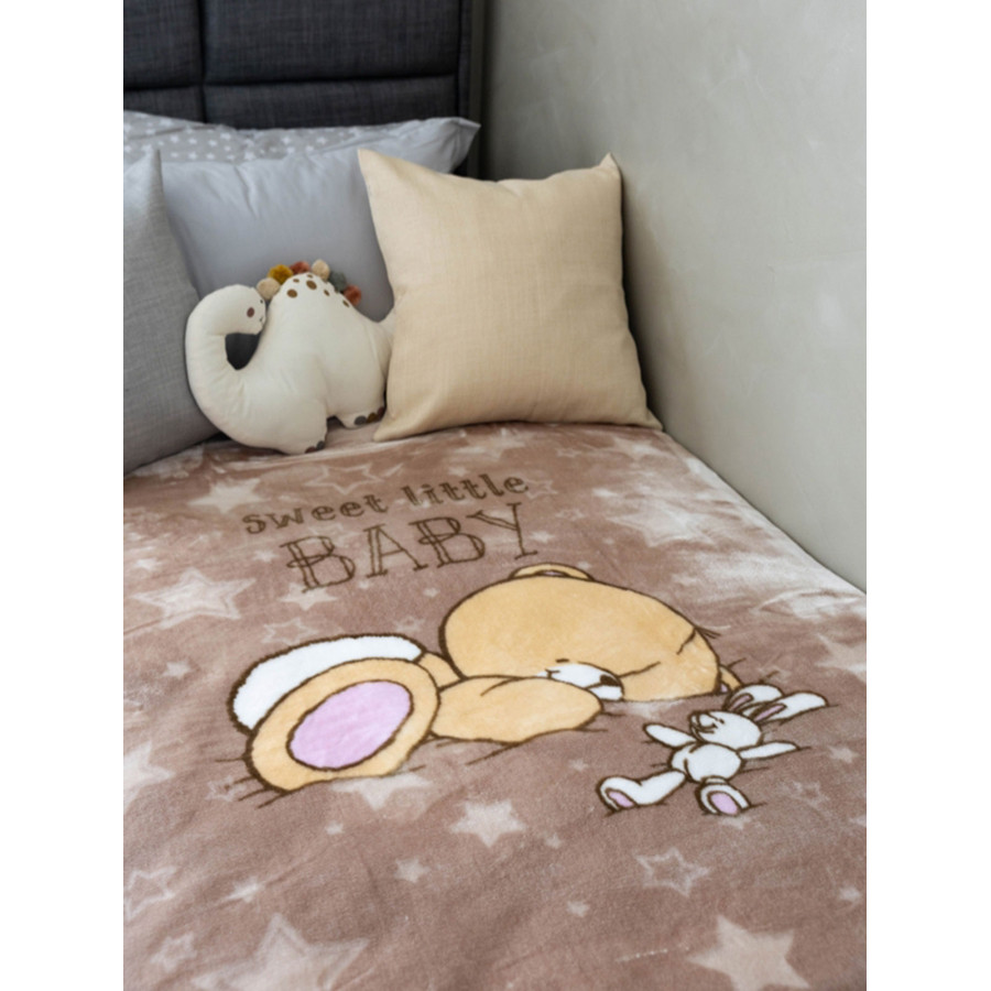 Κουβέρτα Βρεφική Κούνιας (110x140) Βελουτέ Sunshine 1550 Brown